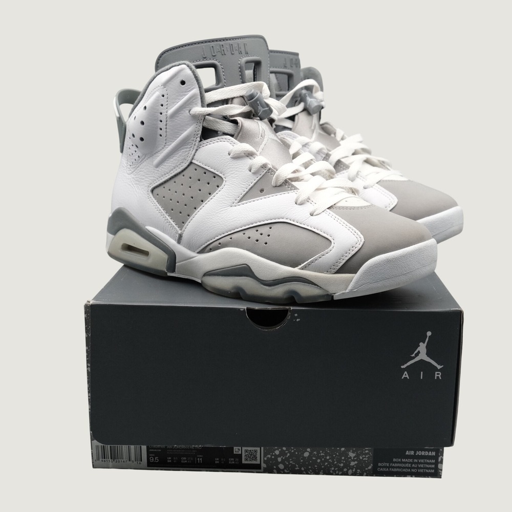 Nike Air Jordan 6 Retro Mens White Cool Grey CT8529-100 Size 9.5 High Top